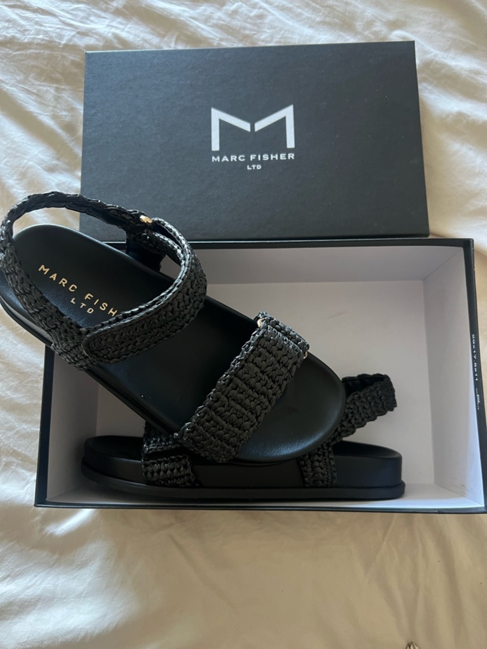 Marc Fisher Black LENORE Sandal Box. NEW!